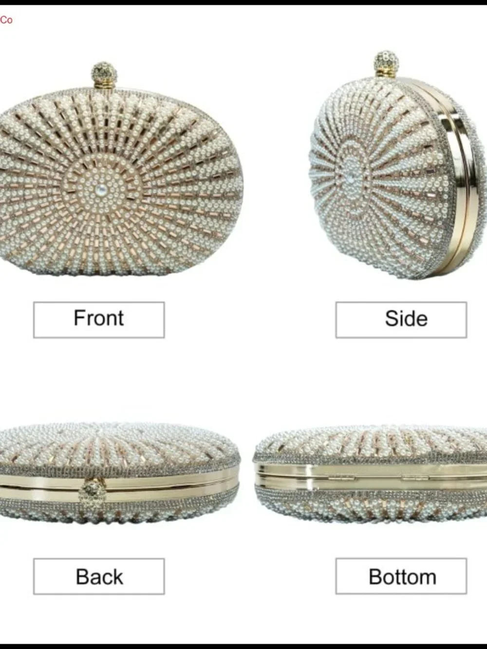 Pearl Rhinestone Evening Clutch Sparkly Handbag with Chain Strap